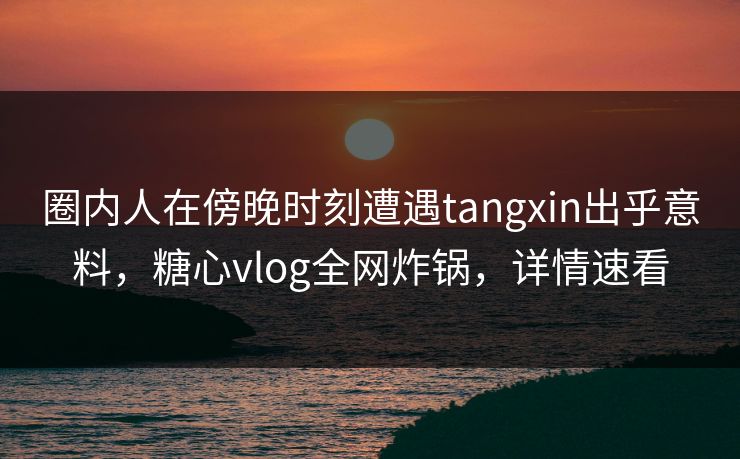 圈内人在傍晚时刻遭遇tangxin出乎意料，糖心vlog全网炸锅，详情速看