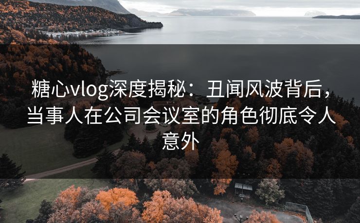 糖心vlog深度揭秘：丑闻风波背后，当事人在公司会议室的角色彻底令人意外