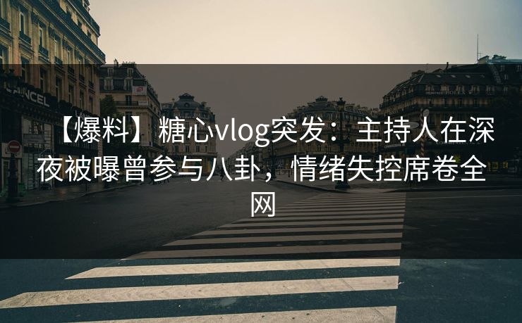 【爆料】糖心vlog突发：主持人在深夜被曝曾参与八卦，情绪失控席卷全网