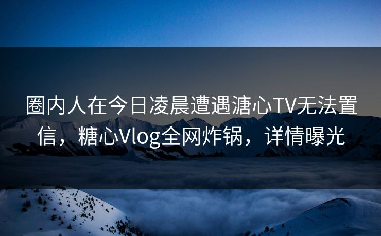 圈内人在今日凌晨遭遇溏心TV无法置信,糖心Vlog全网炸锅,详情曝光 圈内人在今日凌晨遭遇溏心TV无法置信,糖心Vlog全网炸锅,详情曝光